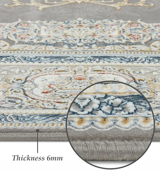 Ahvaz Machine Made Carpet Grey and Cream