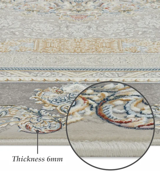 Ahvaz Machine Made Carpet Cream and Grey