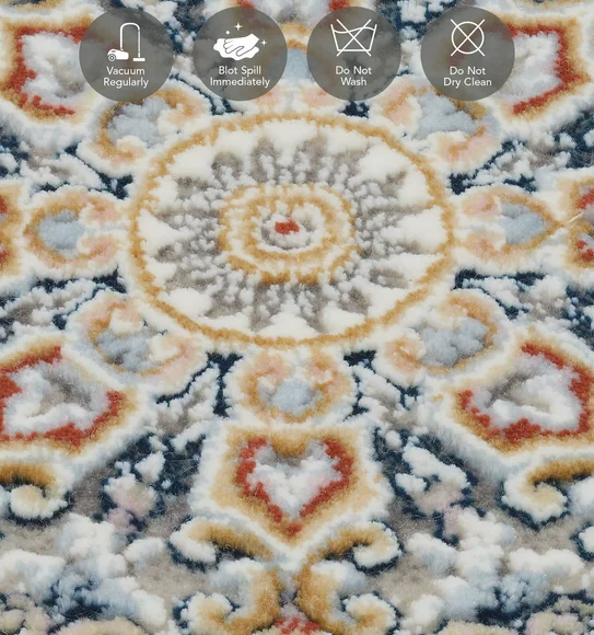 Ahvaz Machine Made Carpet Cream and Grey
