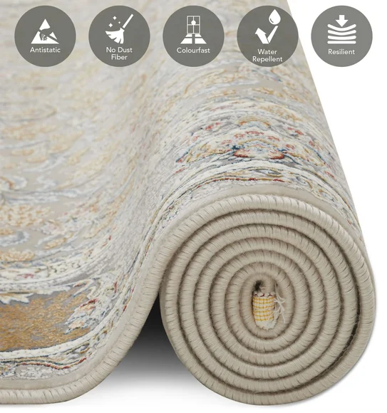 Ahvaz Machine Made Carpet Cream and Beige
