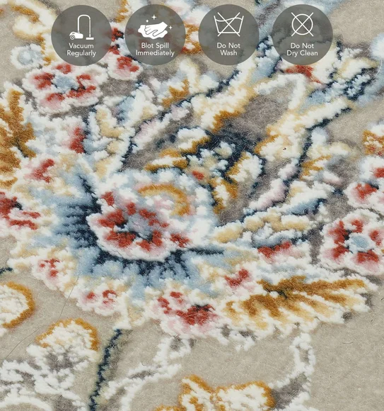 Ahvaz Machine Made Carpet Cream and Beige