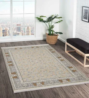 Ahvaz Machine Made Carpet Cream and Beige