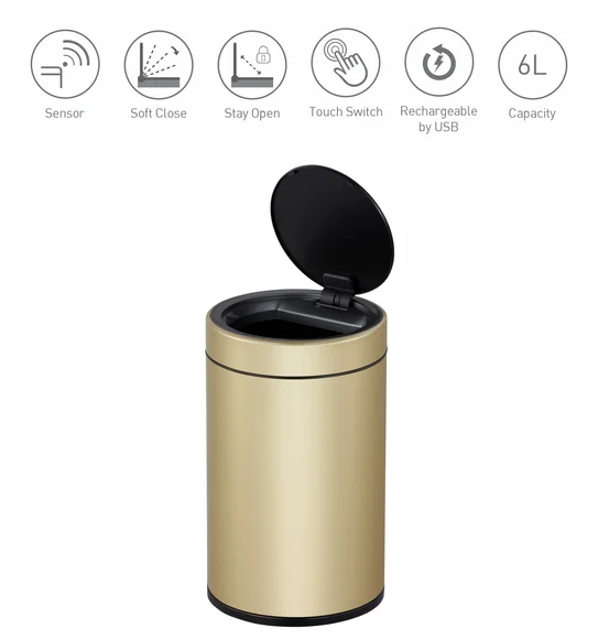 Eko 9286R DOCOMO Smart Sensor Sensor Bin Champagne Gold