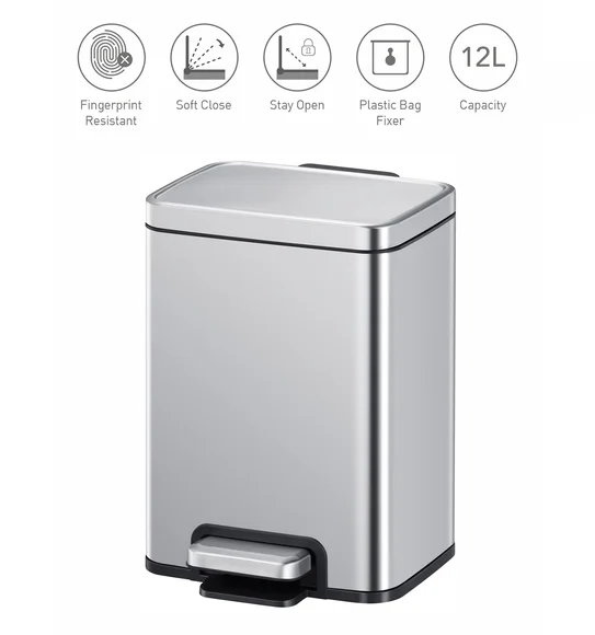 Eko 9361 Madison Fingerprint Resistant Step Bin Metallic