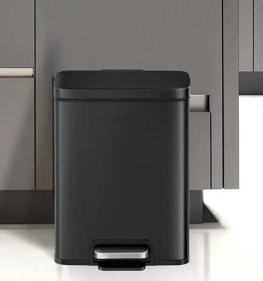 Eko 9361 Madison Fingerprint Resistant Step Bin Black Steel