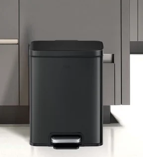 Eko 9361 Madison Fingerprint Resistant Step Bin Black Steel