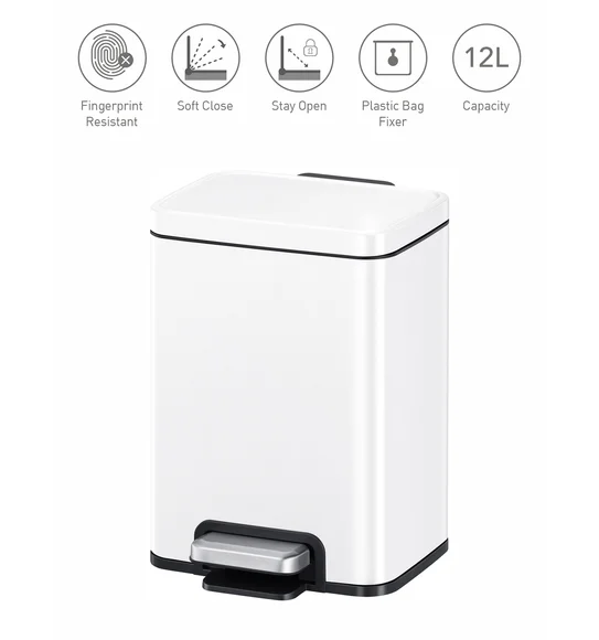 Eko 9361 Madison Fingerprint Resistant Step Bin White