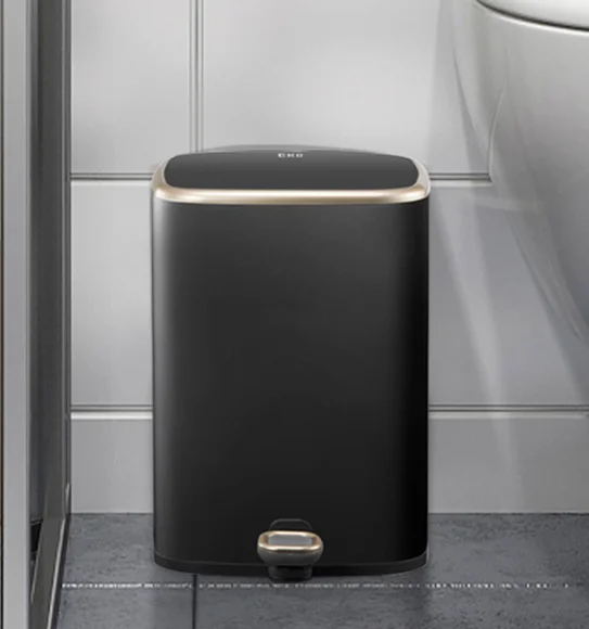 Eko 9333 Cubo Fingerprint Resistant Step Bin Black Steel