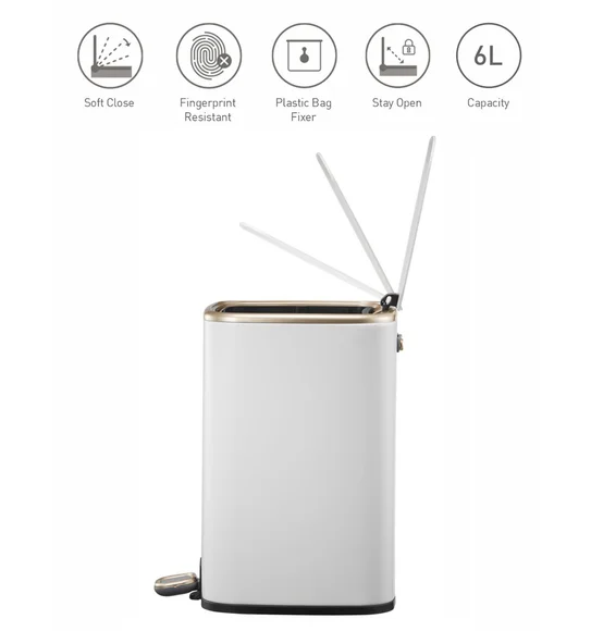 Eko 9333 Cubo Fingerprint Resistant Step Bin White