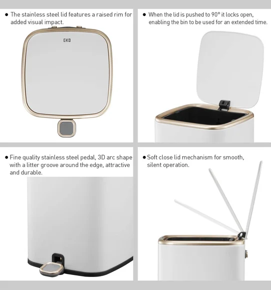 Eko 9333 Cubo Fingerprint Resistant Step Bin White