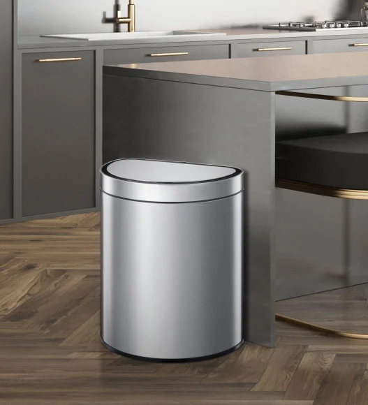 Eko 9331R Mirage Semi Round Fingerprint Resistant Sensor Bin Metallic