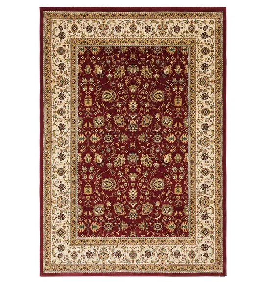 Esfahan Classical Machine Made Carpet Beige and Maroon