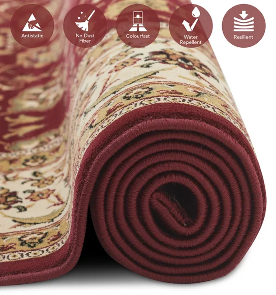 Esfahan Classical Machine Made Carpet Beige and Maroon