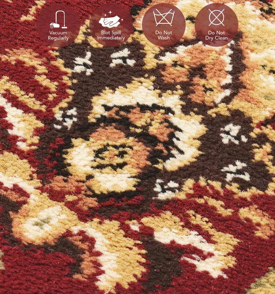 Esfahan Classical Machine Made Carpet Beige and Maroon