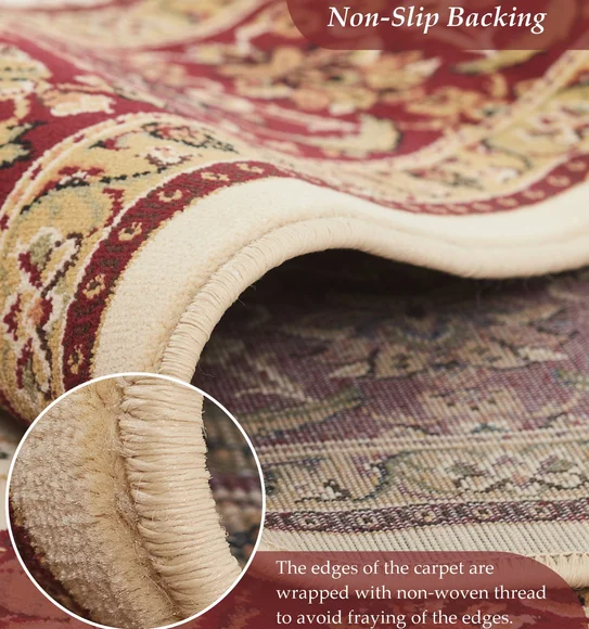 Esfahan Classical Machine Made Carpet Beige Red