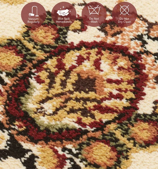 Esfahan Classical Machine Made Carpet Beige Red