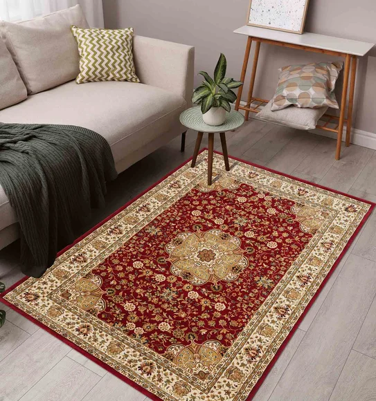 Esfahan Classical Machine Made Carpet Maroon