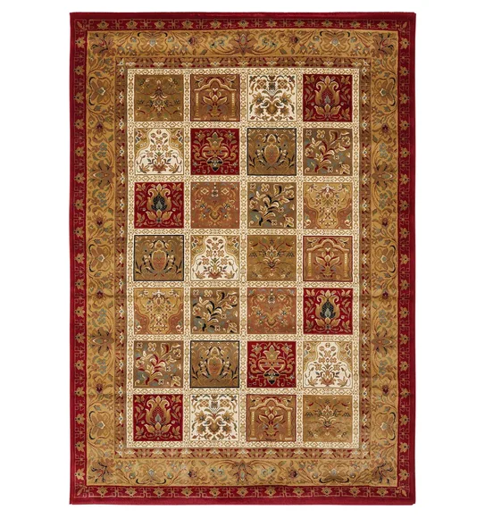 Esfahan Classical Machine Made Carpet Beige and Red