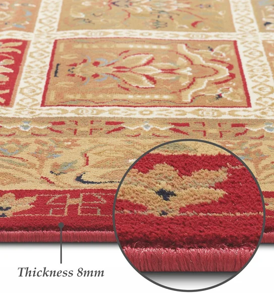Esfahan Classical Machine Made Carpet Beige and Red