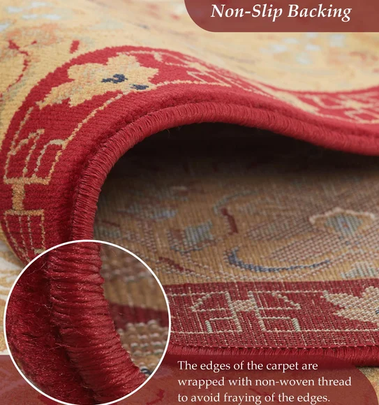 Esfahan Classical Machine Made Carpet Beige and Red
