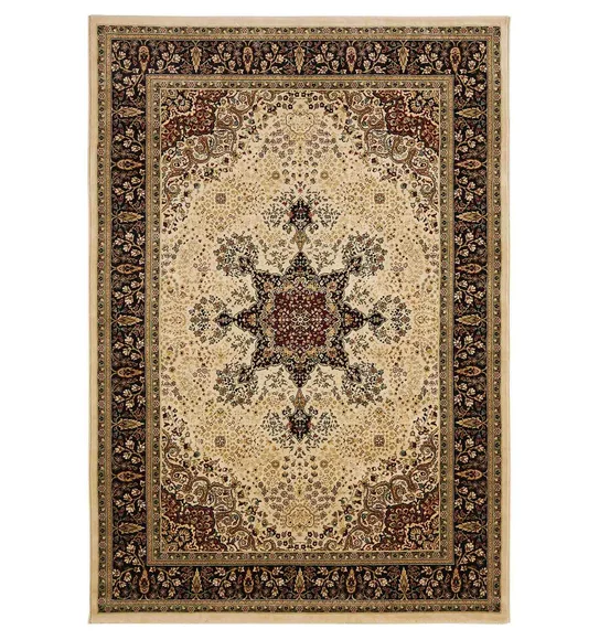 Esfahan Classical Machine Made Carpet Beige and Black