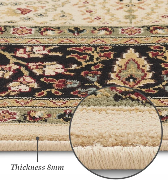 Esfahan Classical Machine Made Carpet Beige and Black