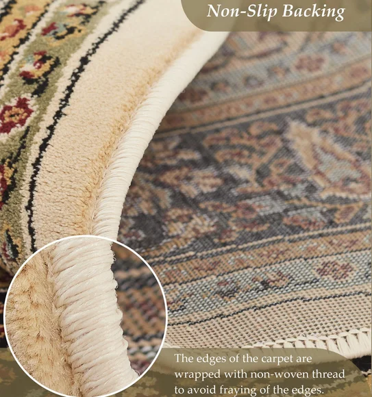 Esfahan Classical Machine Made Carpet Beige and Black