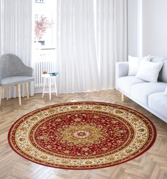 Esfahan Classical Machine Made Carpet Red Beige