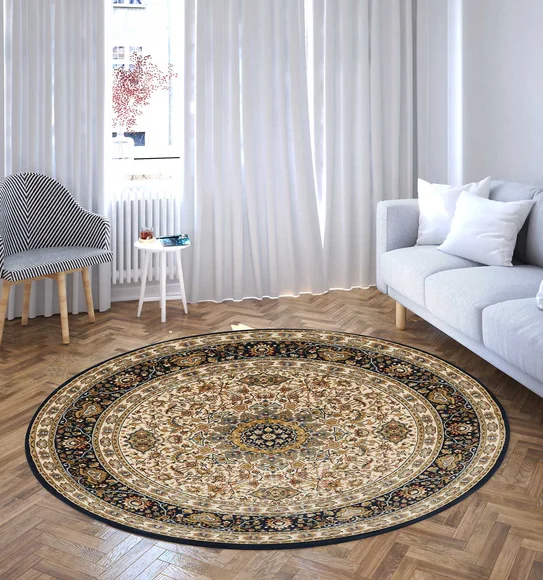 Esfahan Classical Machine Made Carpet Navy