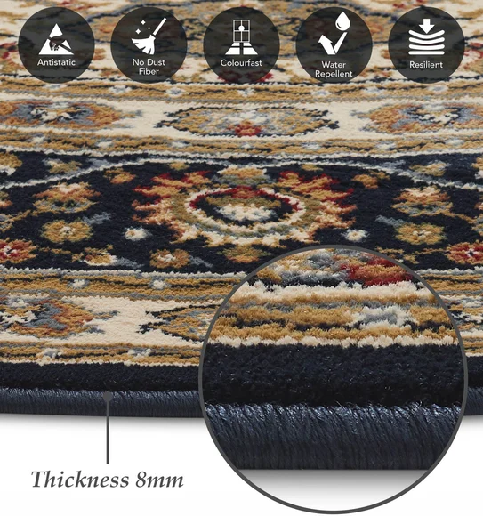 Esfahan Classical Machine Made Carpet Navy
