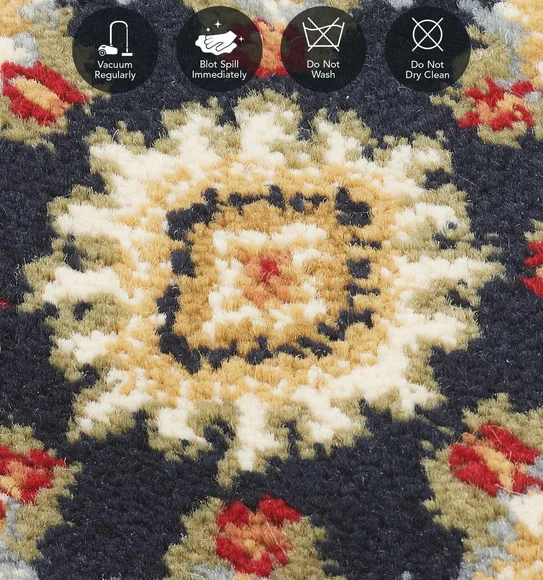 Esfahan Classical Machine Made Carpet Navy