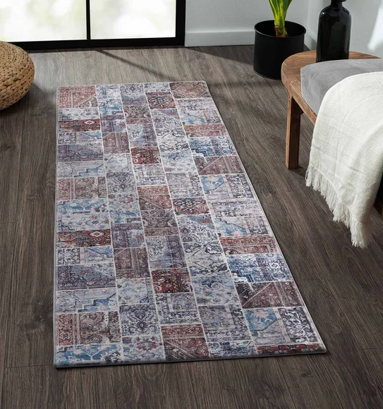 Jura Abstract Bedside Runner Blue and Brown