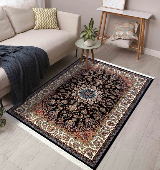 Shiraz 2 Classical Carpet Black and Cream