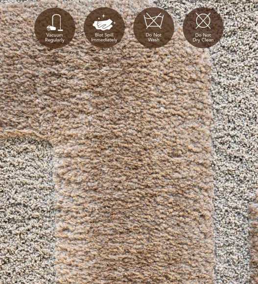 Limba Abstract Machine Made Carpet Beige and Brown