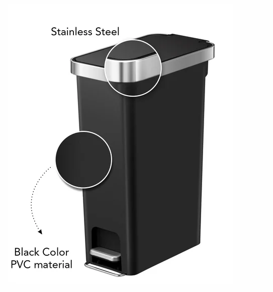 Eko 6368 Hana Slim Fingerprint Resistant Plastic Plastic Bin Black
