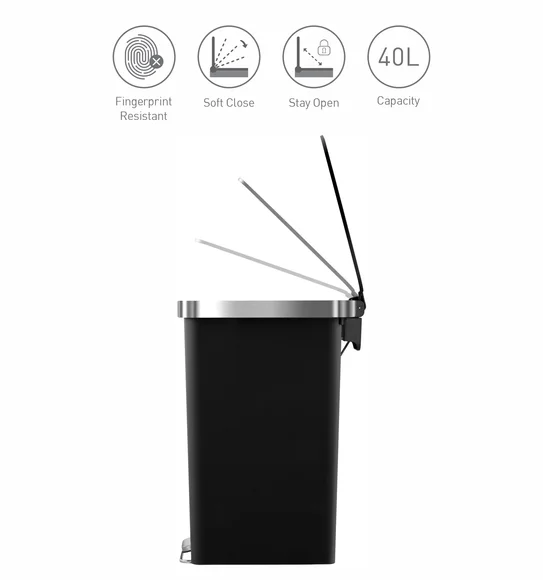 Eko 6368 Hana Slim Fingerprint Resistant Plastic Plastic Bin Black