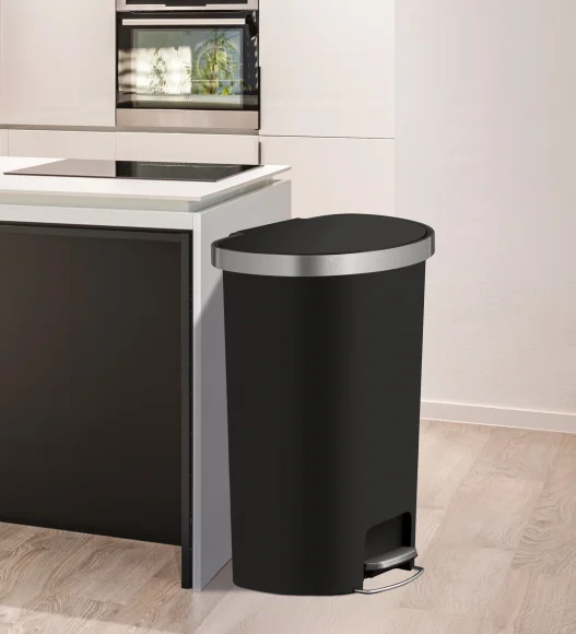 Eko 6321 Hana Semi Round Fingerprint Resistant Plastic Bin Black