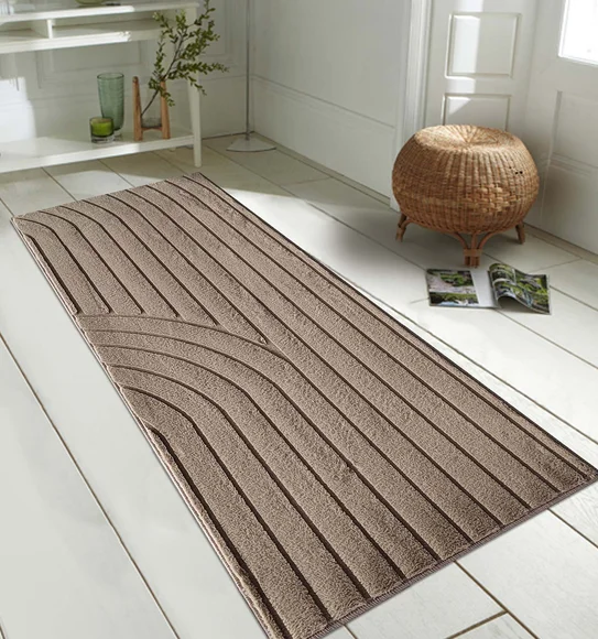 Beaver Abstract Bedside Runner Brown