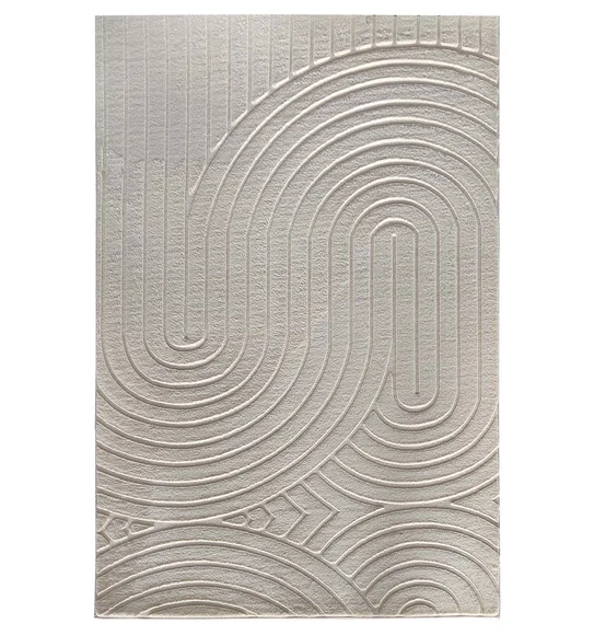 Beaver Abstract Machine Made Carpet Beige