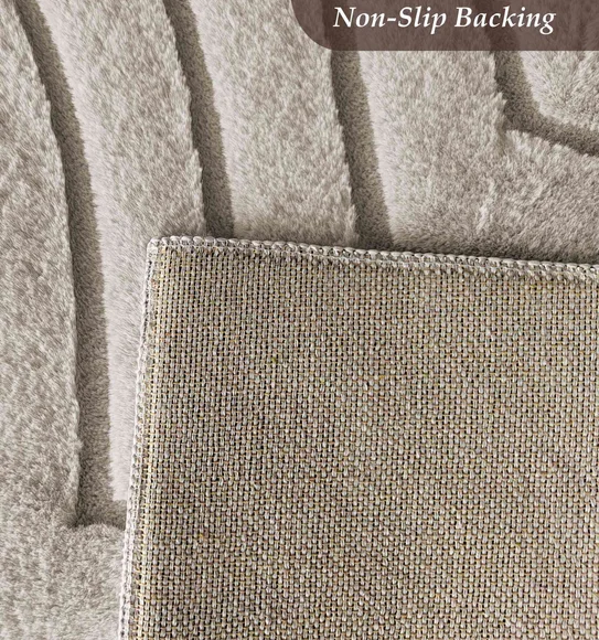 Beaver Abstract Machine Made Carpet Beige