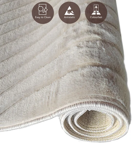 Beaver Abstract Machine Made Carpet Beige