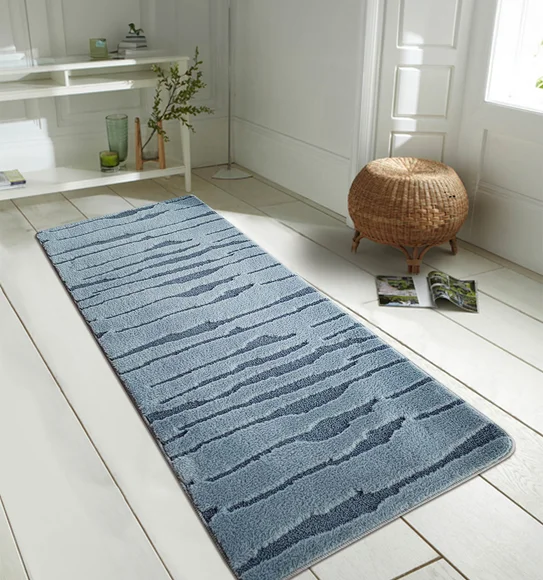 Lynx Solid Bedside Runner Blue