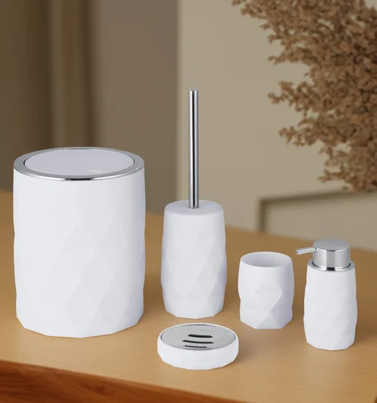 Oasis 5 Pcs PVC Bath Set White
