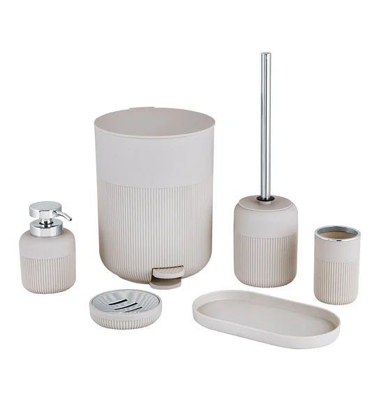 Oasis 6 Pcs PVC Bath Set Cream