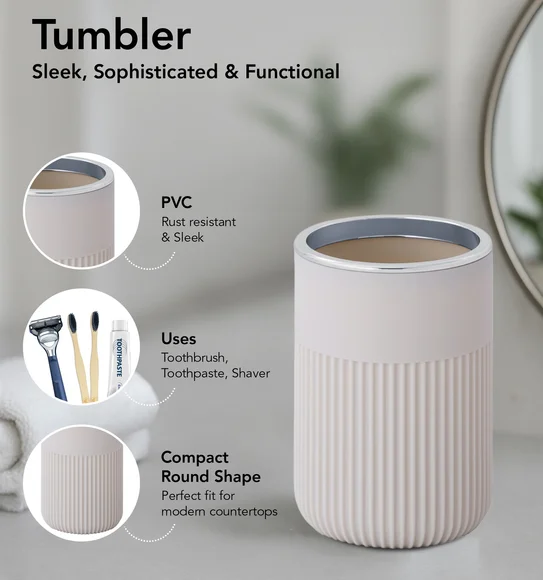 Oasis 6 Pcs PVC Bath Set Cream