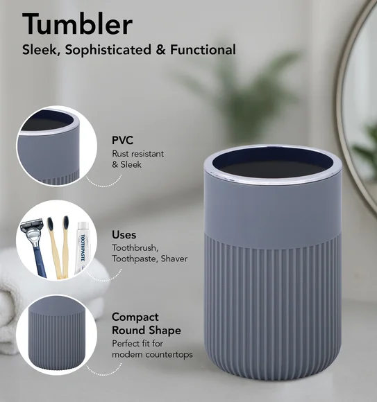 Oasis 6 Pcs PVC Bath Set Grey