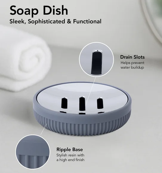Oasis 6 Pcs PVC Bath Set Grey