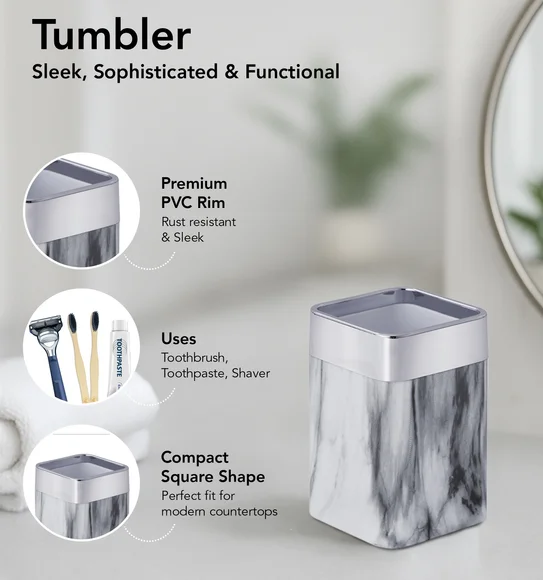 Oasis 5 Pcs PVC Bath Set Grey