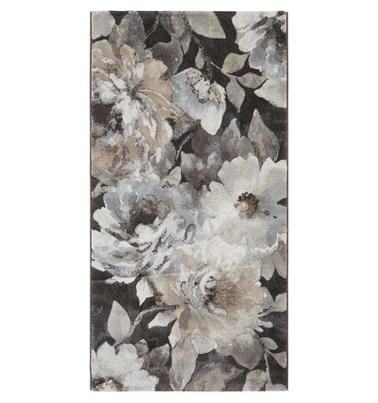 Aquarius Floral Machine Made Runner Brown and Cream
