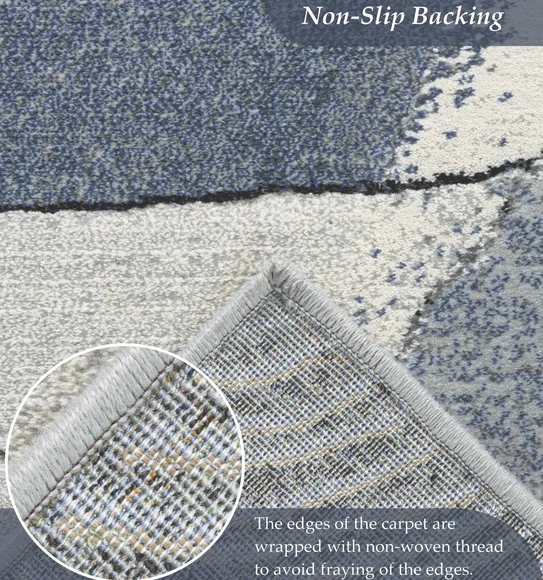 Aquarius Abstract Machine Made Carpet Blue